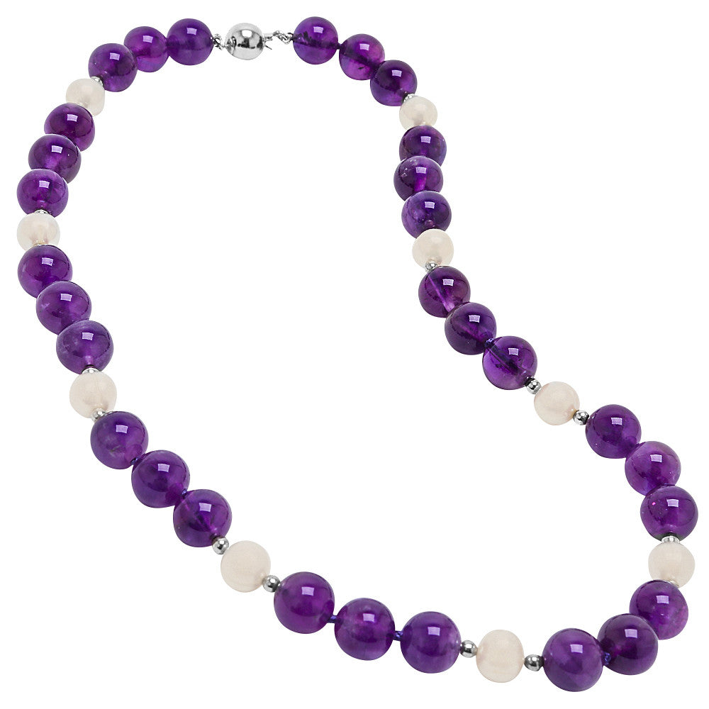 Amethyst with Fresh Water Cultured Pearls Necklace