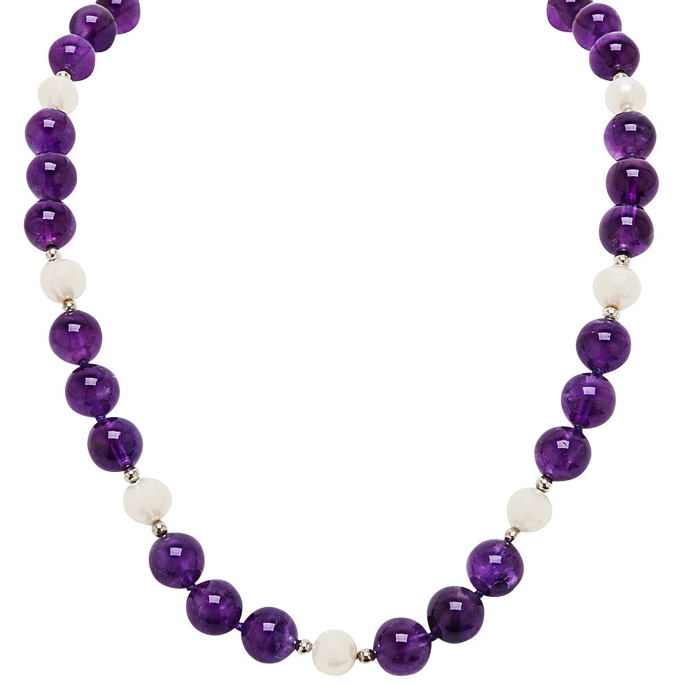 Amethyst with Fresh Water Cultured Pearls Necklace